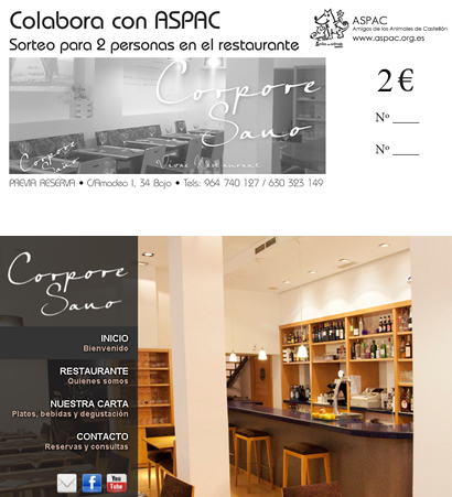 Sorteo para dos personas en el restaurante Corpore Sano de Castellón Sorteo para dos personas en el restaurante Corpore Sano de Castellón