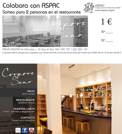 Sorteo para dos personas en el restaurante Corpore Sano de Castellón Sorteo para dos personas en el restaurante Corpore Sano de Castellón