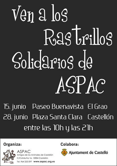 Ven a nuestros Rastrillos Solidarios